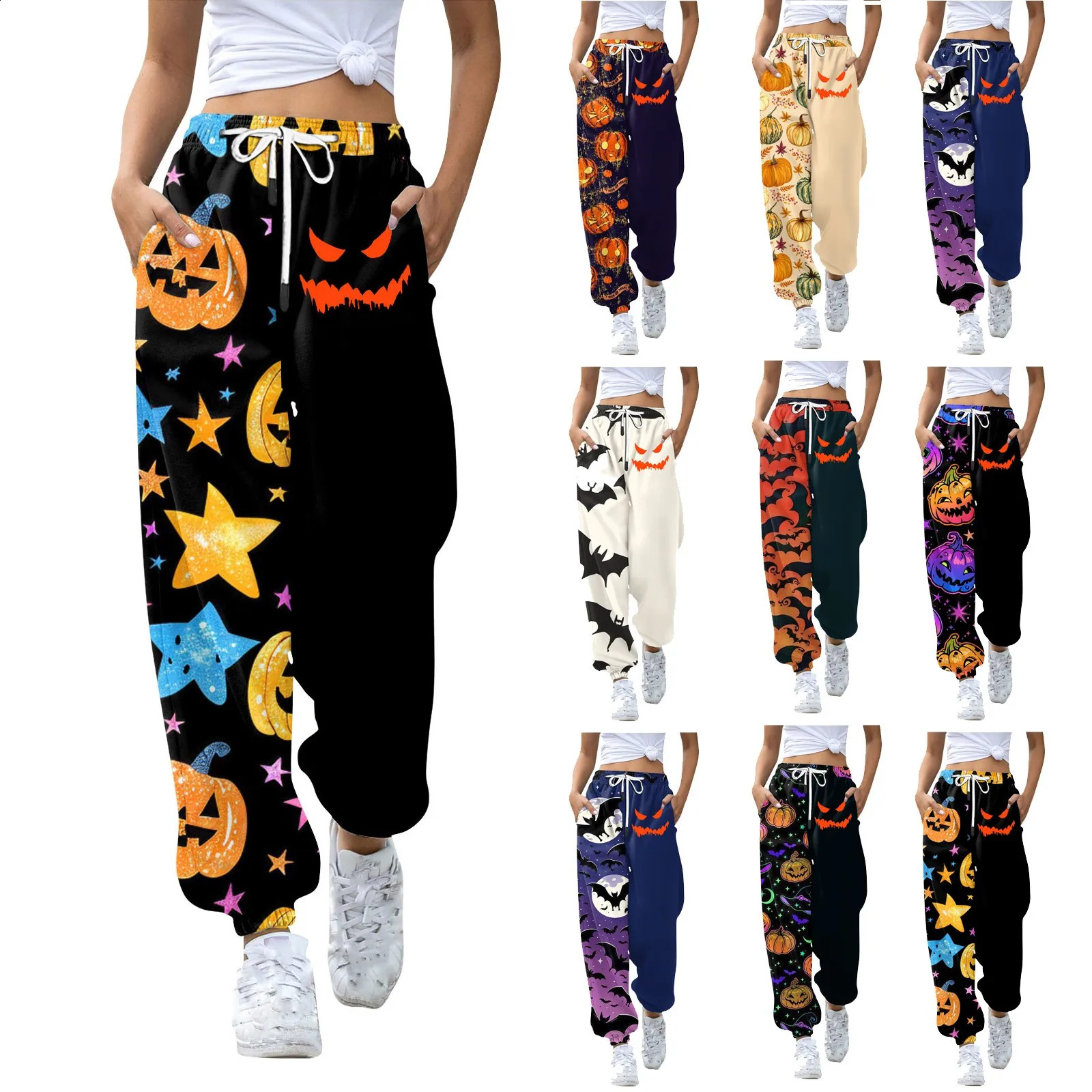 Womens casual fashion Halloween printed casual pants Pantalones De Mujer Cal Pantalona womens casual pants 240827