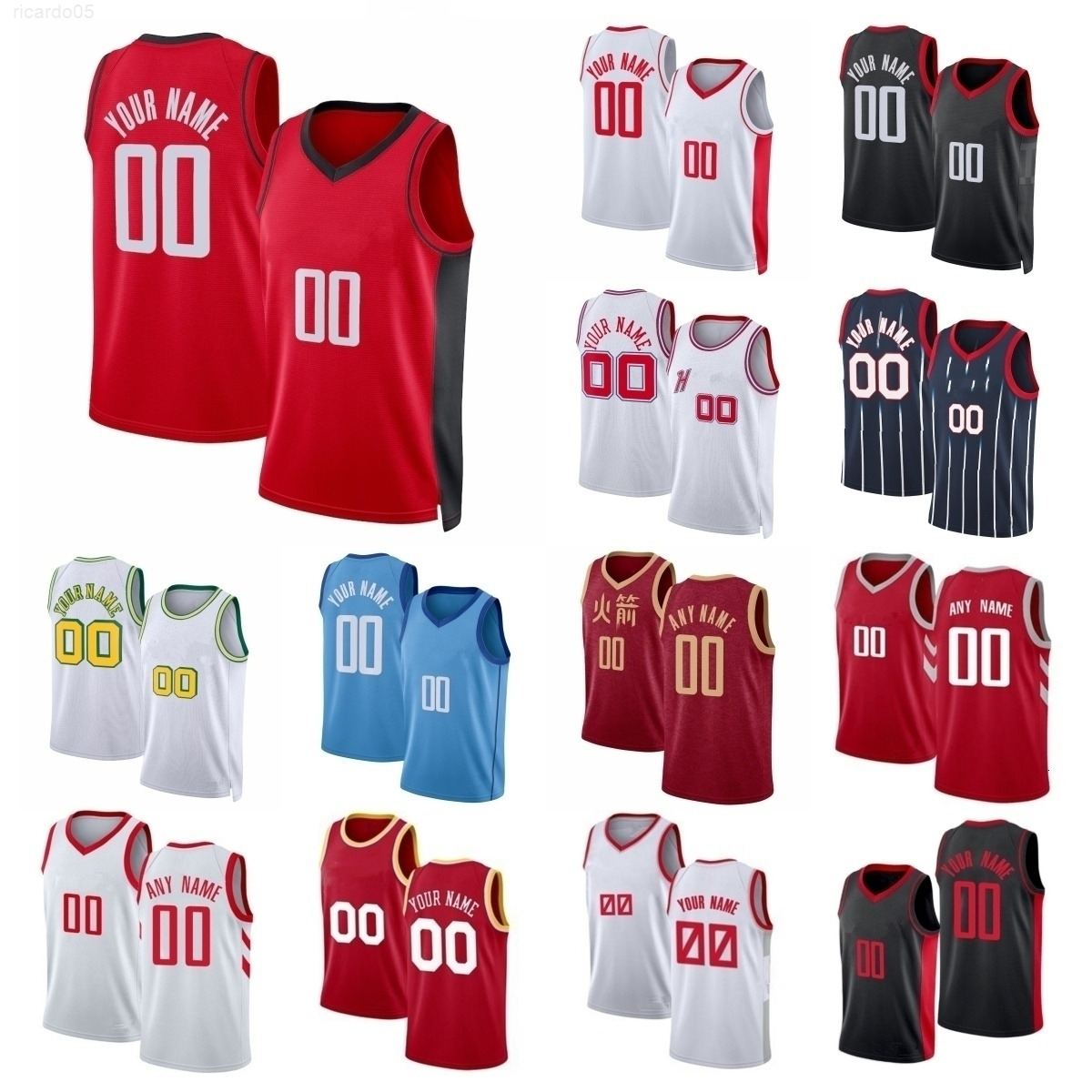 Alperen Sengun Basketball Jersey Amen Thompson Aaron Holiday Jeff Green Jock Landale Jae'Sean Tate Boban Marjanovic Reed Sheppard Jalen Green Men Women Youth