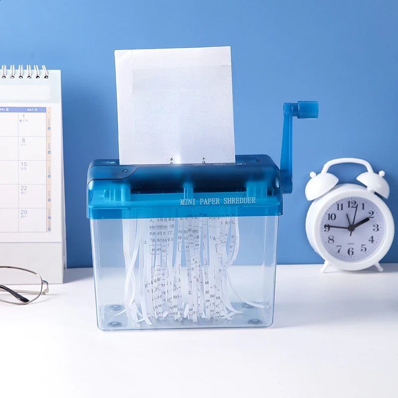 One Piece Office Manual Shredder Household Small Mini Paper Shredder Tool Hand Cranked A6 File Shredder 240826