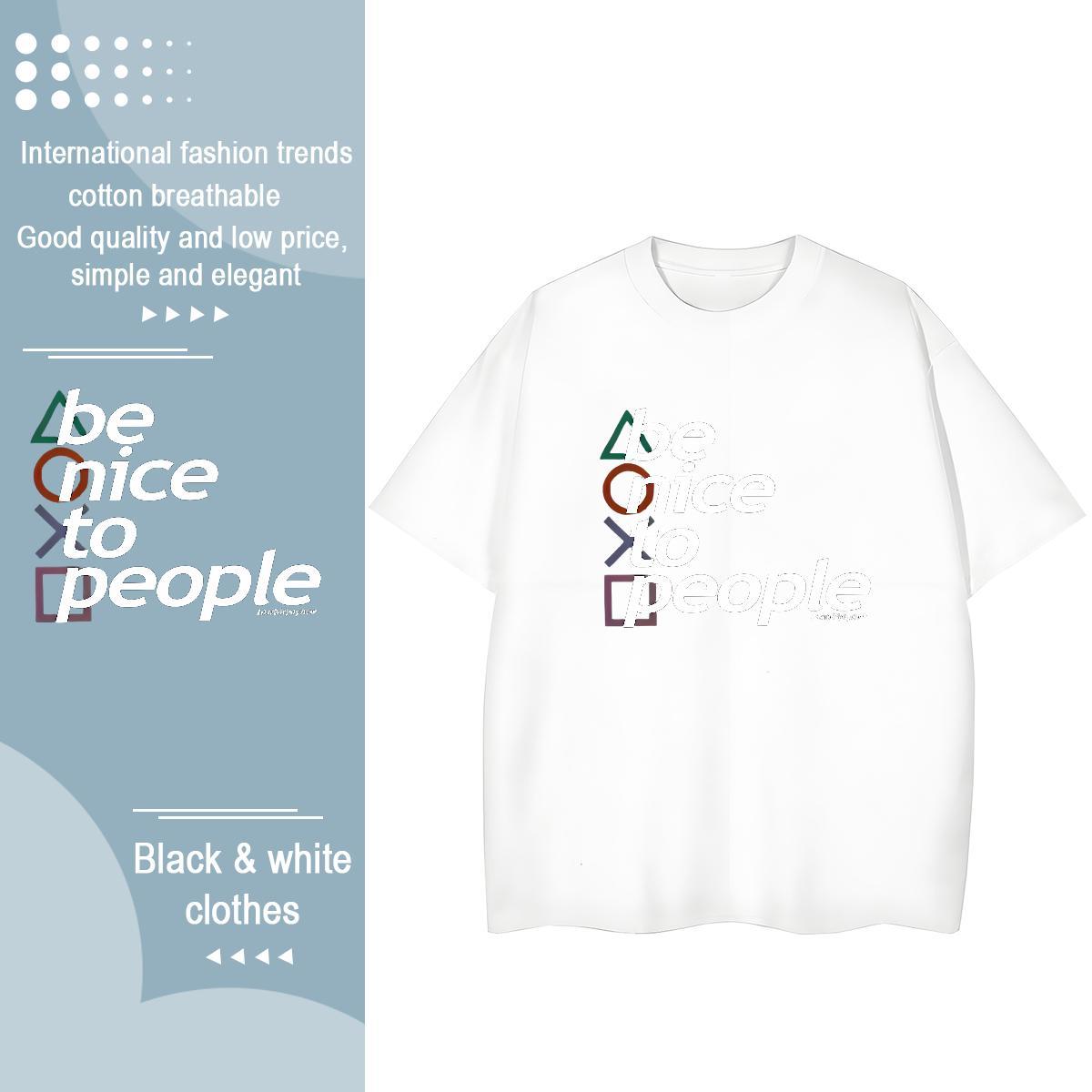 Nice Unisex Tshirts 230g Pure Cotton letter Street Wear T Shirt For Woman Breathable Short Sleeve DIY Printed Tee Shirt