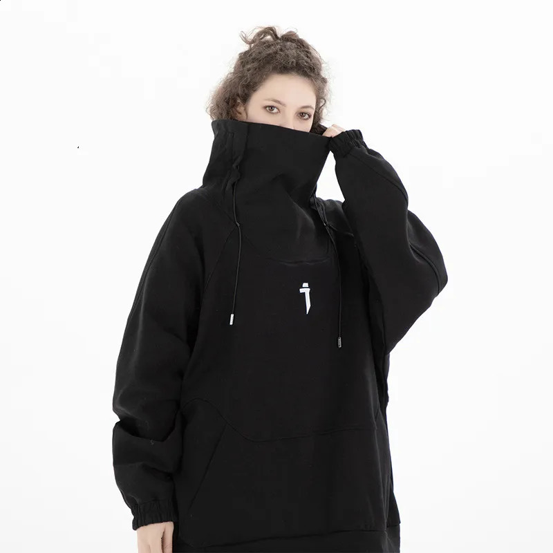 Turtleneck Techwear Hoodie Hip Hop Pullover Mens Autumn Casual Sweatshirt 240826