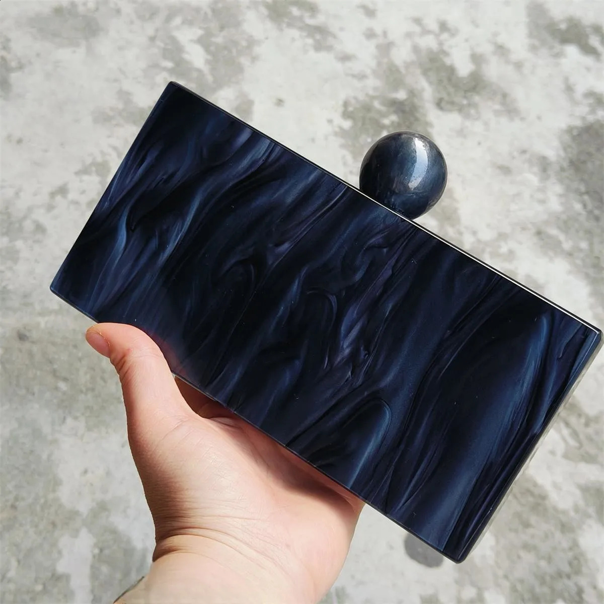 Marble Pearl Black Long Acrylic Box PVC Evening Clutch Bag Mini Flap Travel Beach Purses And Handbags Wedrses Handbag 240826Z