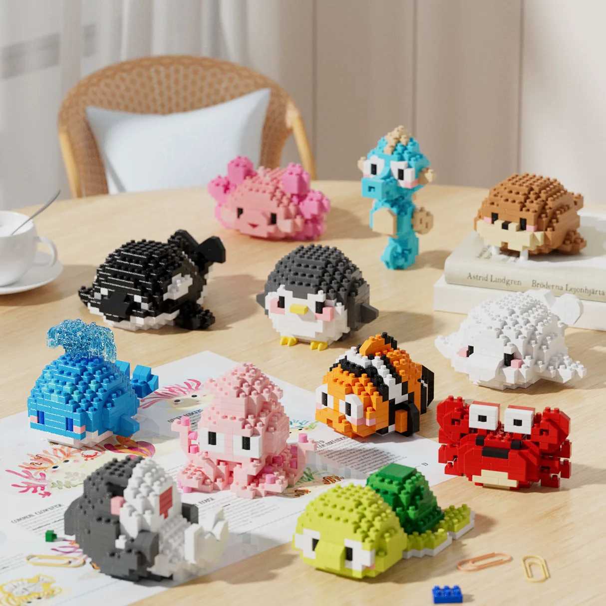 Marine Microparticle Building Blocks 6-10 Years Animal Dice Assembly Toys Games Childrens Gifts Free shipping