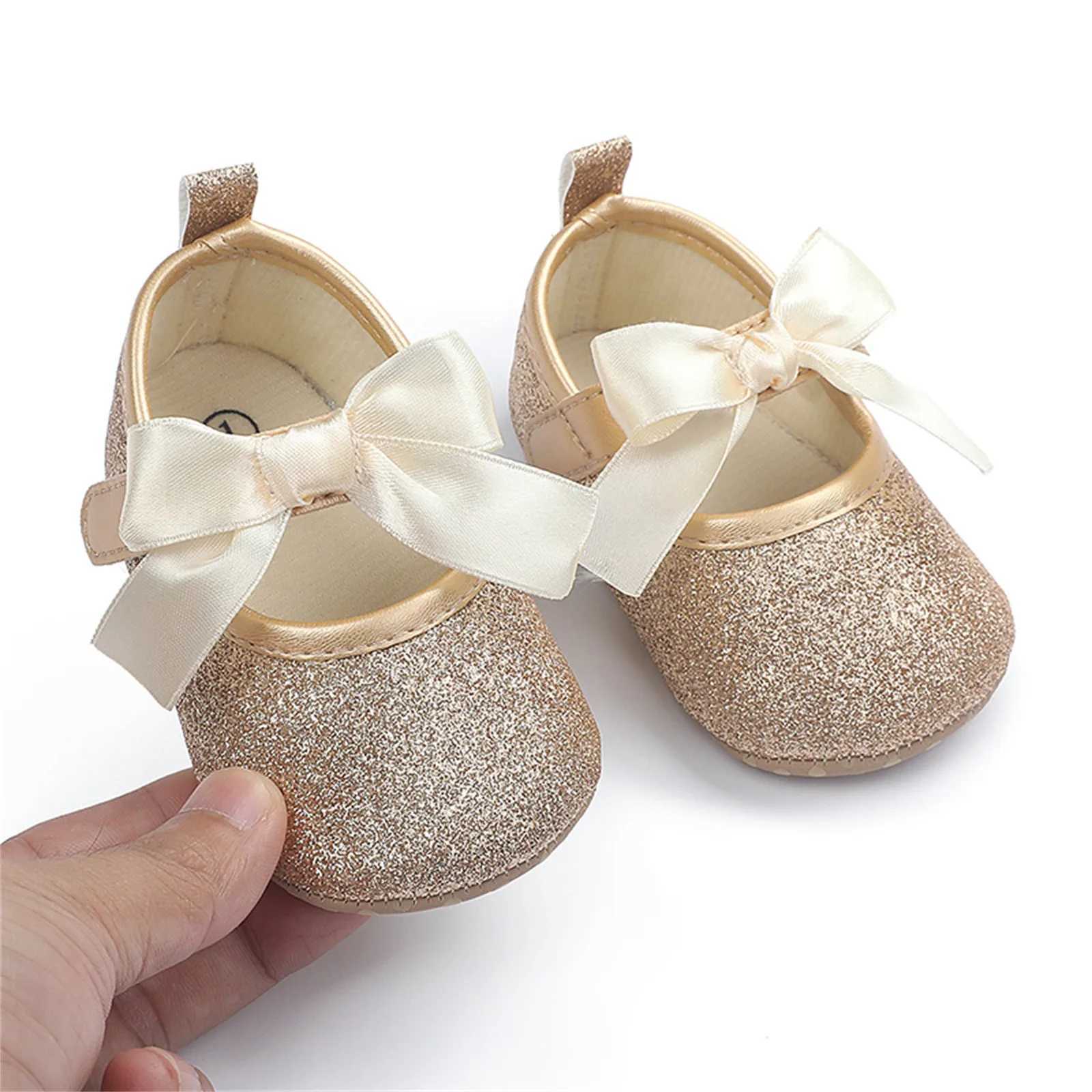 Preschool Children Baby Girls Solid Color Bow Princess Shoes Soft Sole Barefoot Non slip First Step Walker M240827