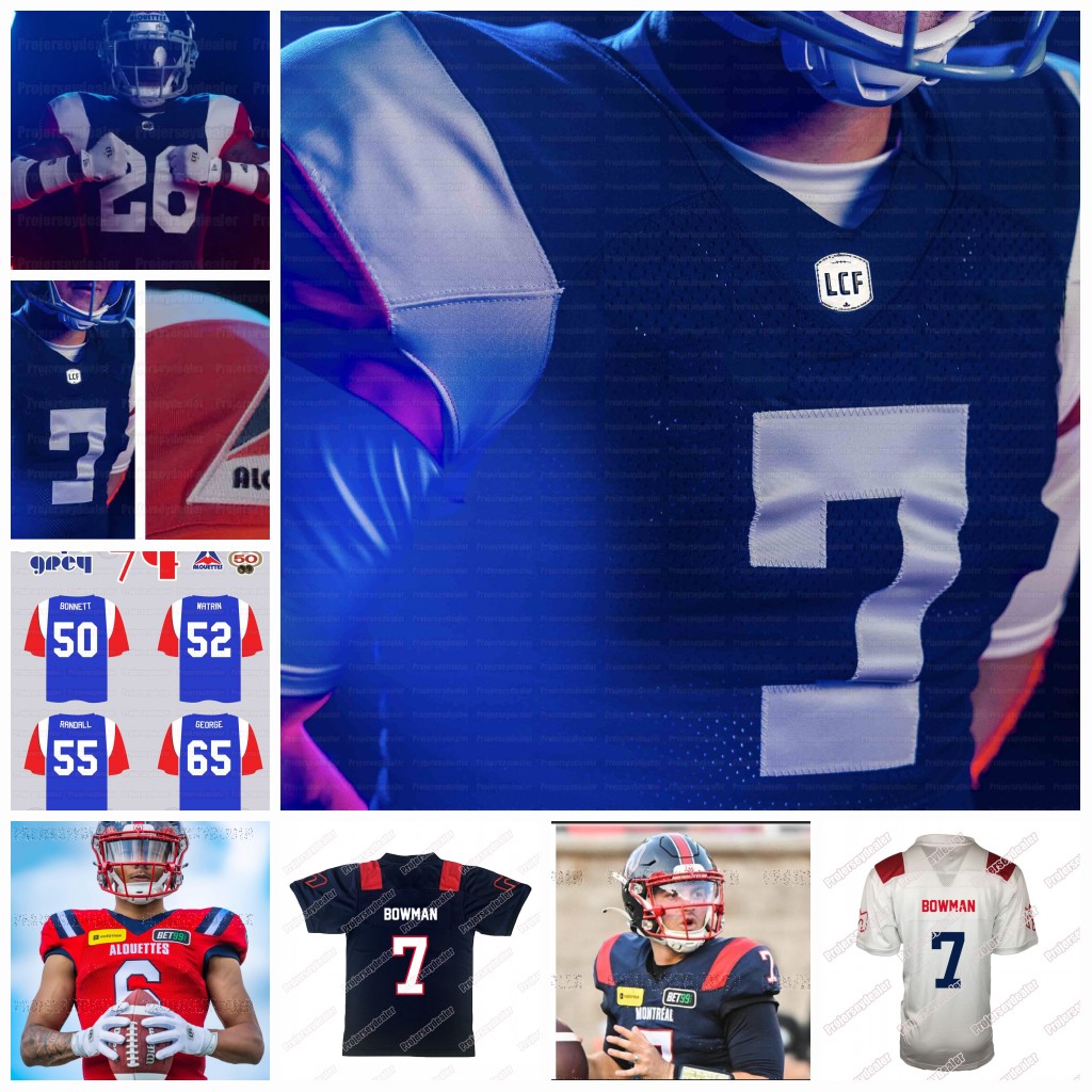 Montreal 50th Alouette 2024 Football CFL Jerseys Mustafa Johnson Beverette Cody Fajardo Marc-Antoine Dequoy Isaac Adeyemi-Berglund Davis