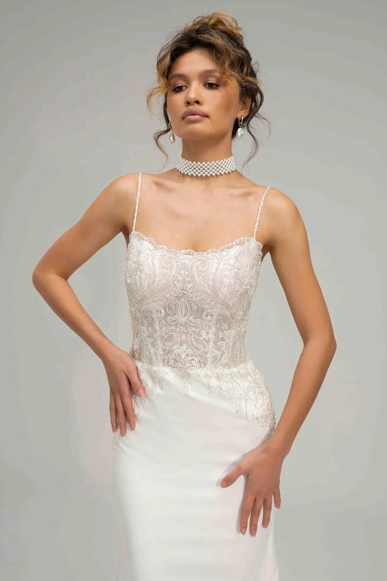 Wedding Dresses For Woman Scoop Neck Spaghetti Straps Gorgeous Appliques Mermaid Custom Made Open Back Vestidos De Novia
