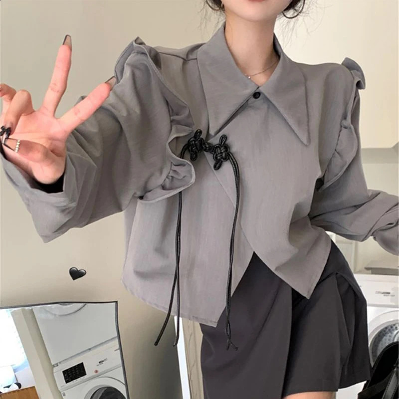MEXZT Y2K Irregular Crop Top Harajuku Womens Ruffle Asymmetric Shirt Korean Prefabricated Long Sleeve Lace Top 240827