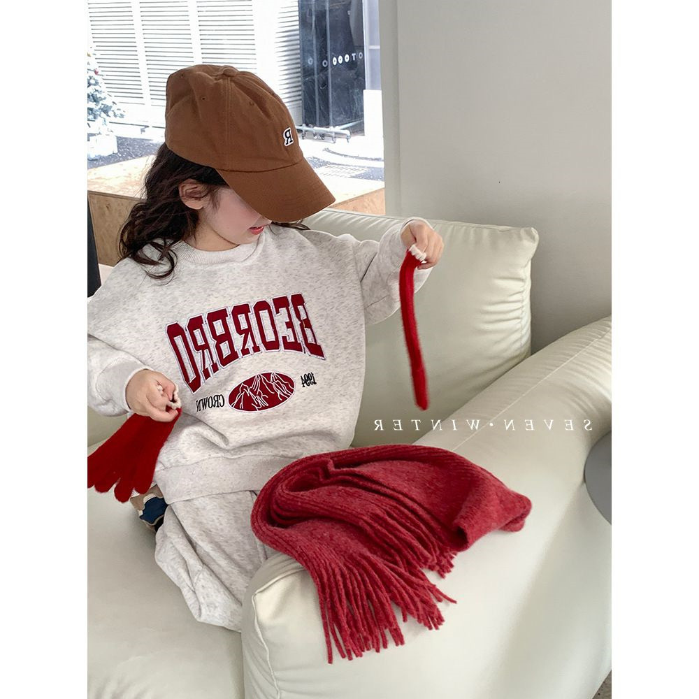 Girls' Autumn New Letter Embroidered Sports Sweater+Fashionable Pants 2 Piece Set for Kids F34-08.27