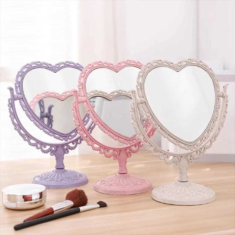 Desktop Makeup Mirror Heart Shape Makeup Vanity Portable Double-side Vanity Mirror Hand Mirror Cosmetic Compact Mirror For WomenXJ241213