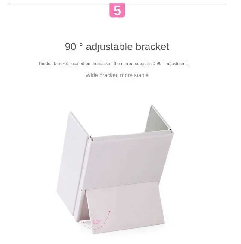 Portable LED Three Sided Makeup Mirror Folding Design Travel Vanity Cosmetic Mirror with Adjustable Stand for On-The-Go BeautyXJ241213