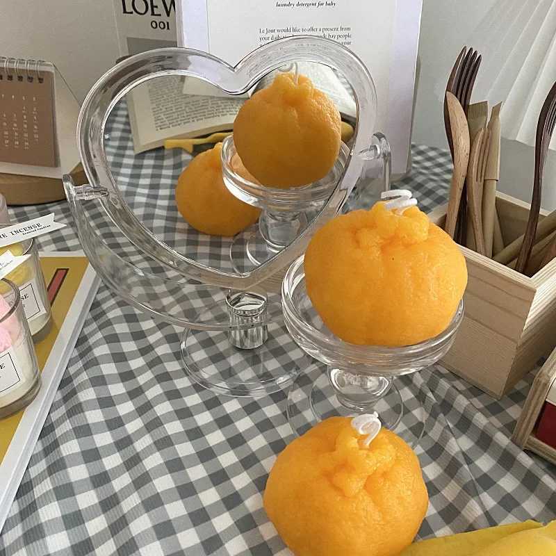 Korean Style Heart Shaped Cosmetic Mirror Acrylic Transparent Base Makeup Mirror Double Side Home Bedroom Desktop MirrorXJ241213