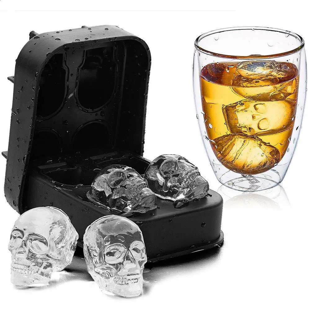 Creative 3D Skull Mold Ice Cube Tray For Freezer Whisky Skull Ice Ball Maker BPA Free Ice Trays Easy Release For Drinks Cocktail 240827