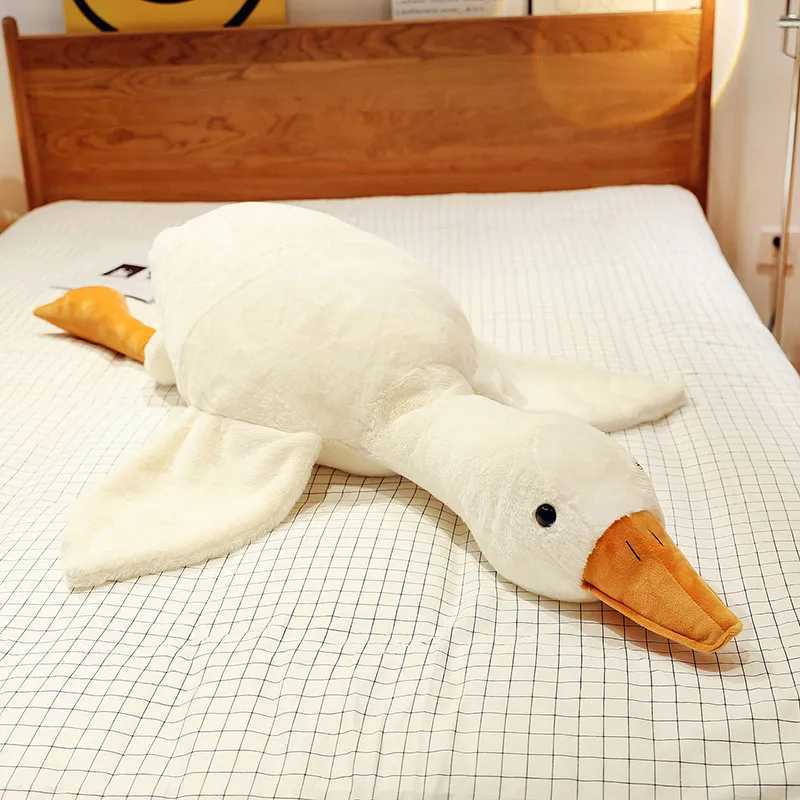 50-190cm cute fluffy large-sized white goose plush toy Kaii giant duck sleep pillow cushion stuffed animal doll childrens toy gift W250107
