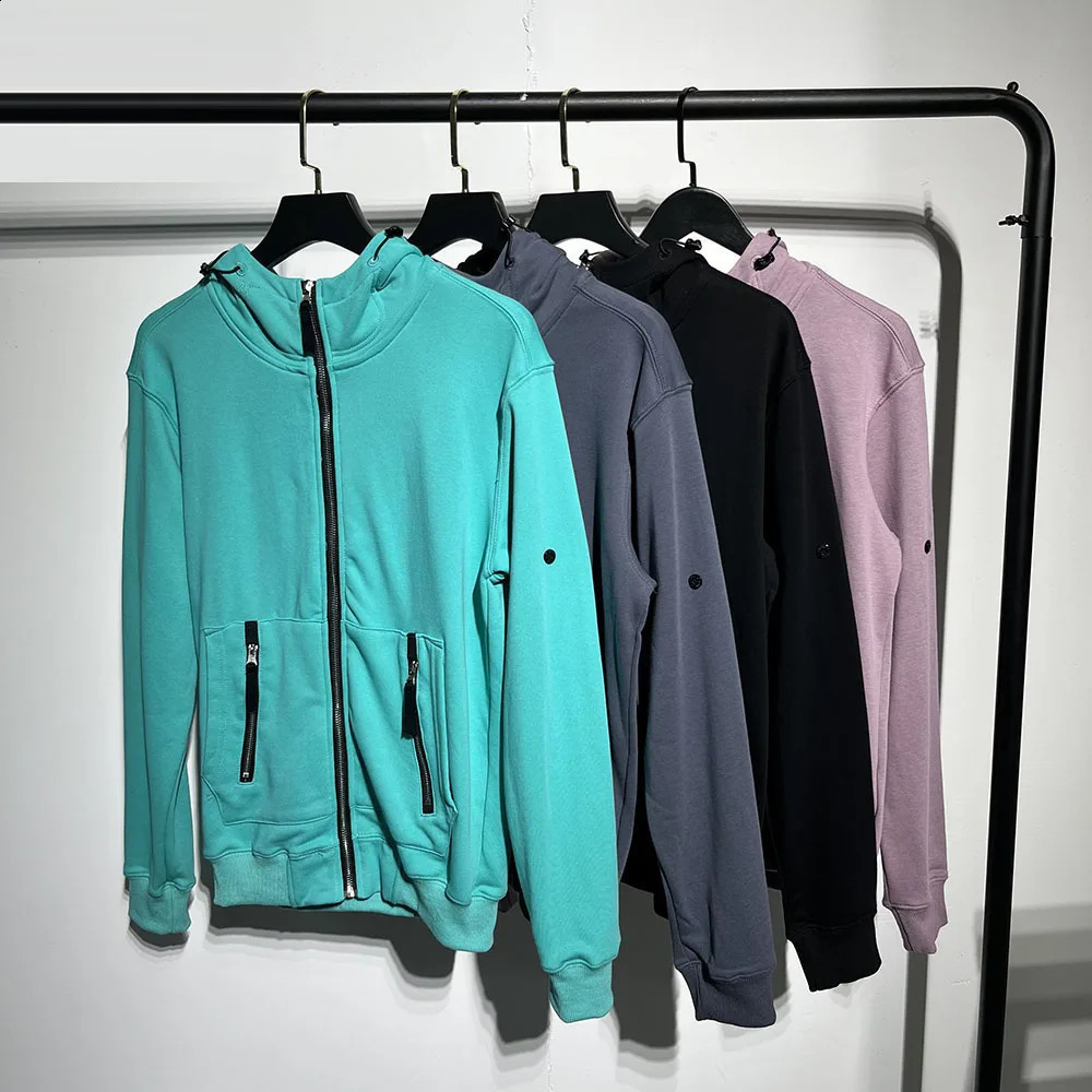 High quality zipper hoodie mens pullover patch embroidery compass badge turtle neck sportswear 240826