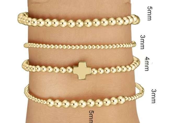 gold bracelet jewelry women Stretch Bracelet Femme 18 K Waterproof Gold Plated Beaded Bracelets for Women Jewelry Pulseras Mujer 240417 Z260313
