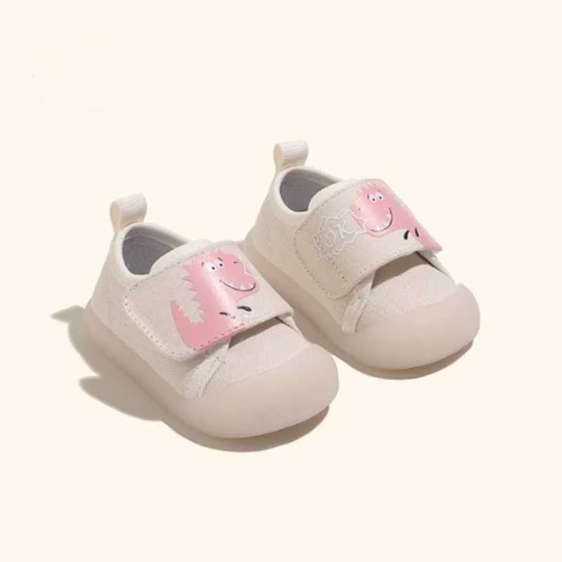 New Spring Baby Shoes Canvas Cute Dinosaur Preschool Girls Barefoot Shoes Anti slip Fashion Little Boys Sports Shoes EU 16-25 M240827