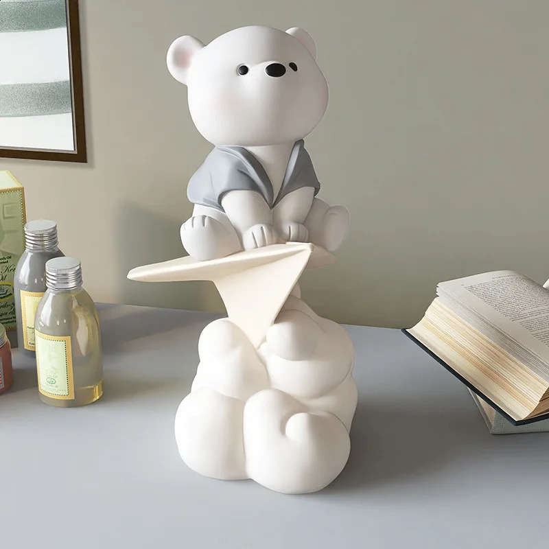 Creative Paper Plane Bear Figures Cute Cartoon Resin Sculptures Gift For Friend Kids Birthday Present Home Decoration Statuettes 240827 - view 3