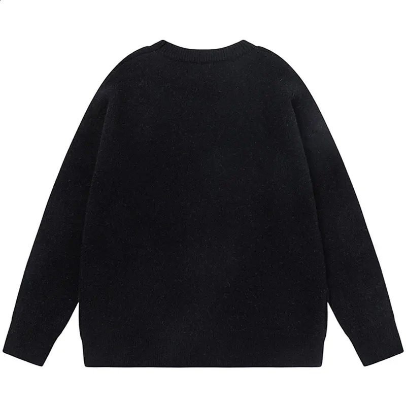 Mens Sweater Y2K Hip Hop Embroidered Knitted Graphic Punk Gothic Jumper Street Clothing Harajuku Bagged Long Sleeve Pullover 240826