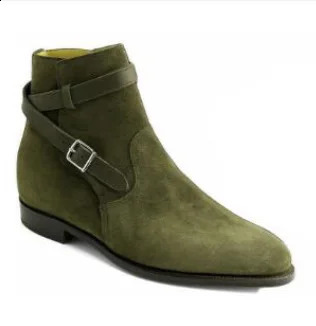 Men Shoes Classic High-end Handmade Red Faux Suede Belt Adjustable Buckle Low-heel All-match Fashion Ankle Boots 240826