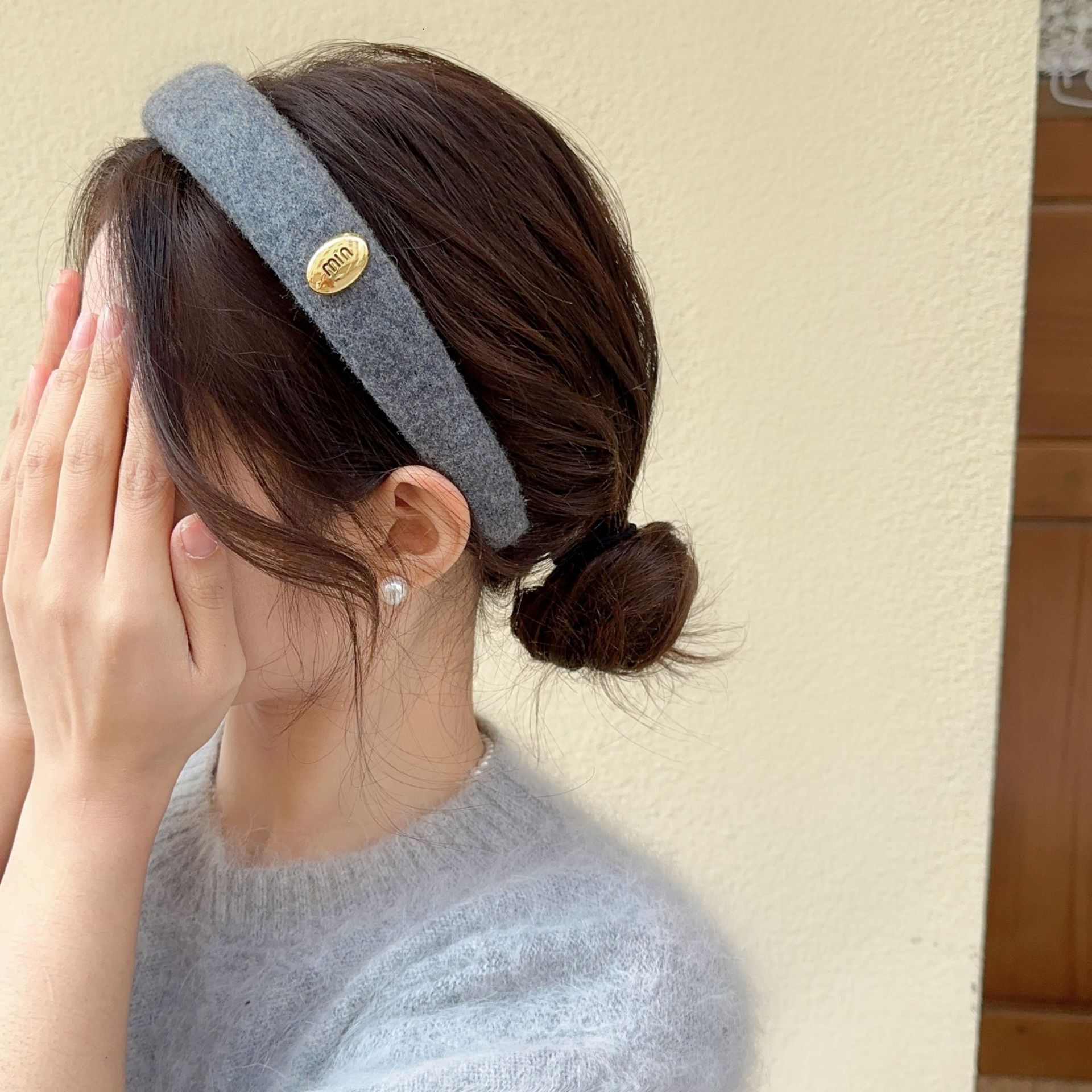 Wool high skull top autumn winter for women, with a high-end and stylish feel, 2023 new hair accessory, headhole headband F08.27-5.5 0bc63