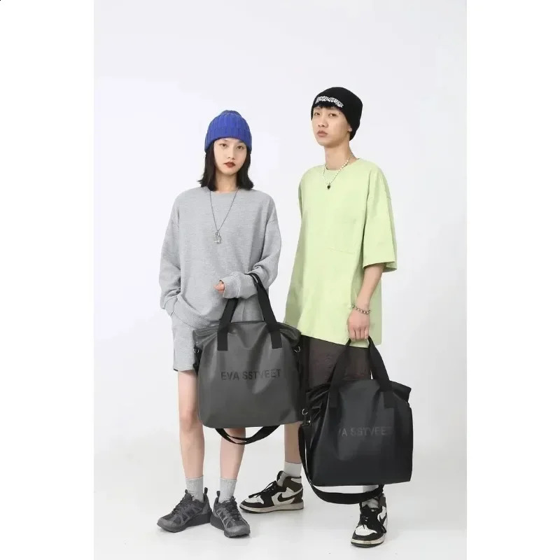 High Quality Large Capacity Tote Bag PU Leather Shopping Unisex Handbag Large Capacity Retro Light Mens Shoulder Bag 240827