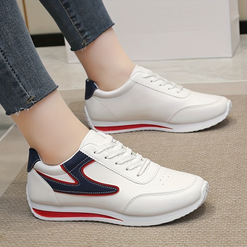 Women's Colorblock Casual Sneakers, Lace Up Platform Soft Sole Jogging Shoes, Low-top Breathable Fitness Shoes
