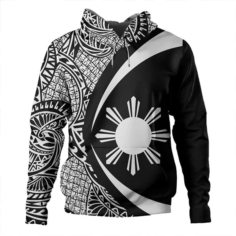 Philippines Polynesian Tattoo Lapu Sun Tribe 3D Printed Mens Hoodie Fashion Hoodie Zipper 240827