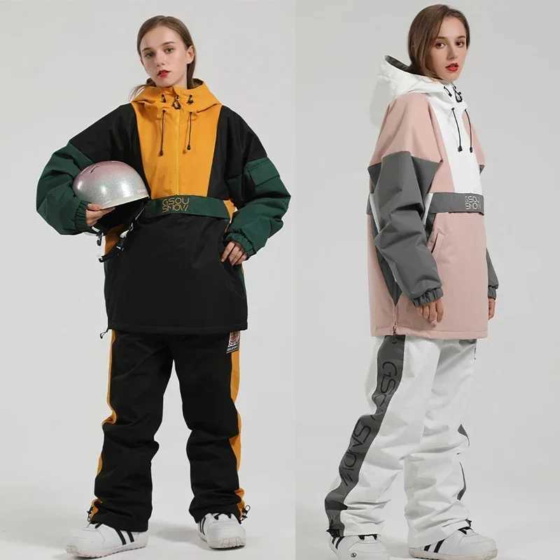 Skiing Suits New Winter Ski Suit Women Overalls Outdoor Snowboarding Jacket Men Thickened Warm Skiing Set Wind Proof Waterproof Snow Pants H240826