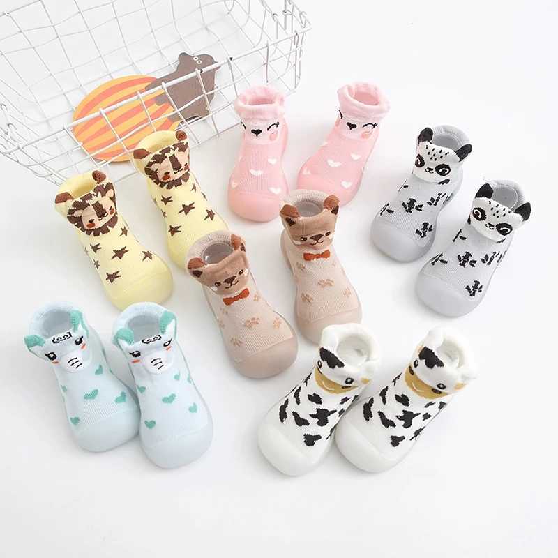 New autumn winter preschool baby first shoes 6M-3Y childrens indoor anti slip cartoon socks shoes rubber sole cotton pre walking shoes M240827