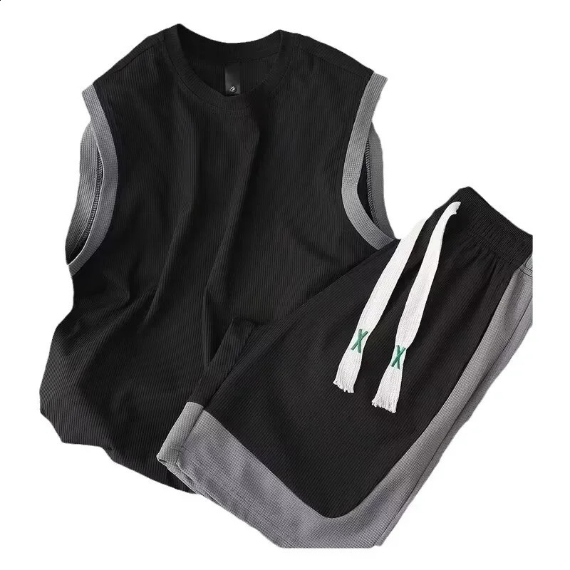 Summer Cool Mens Sportswear 2-piece Set Casual Shorts Tank Top Fashion Mens Wear 240827