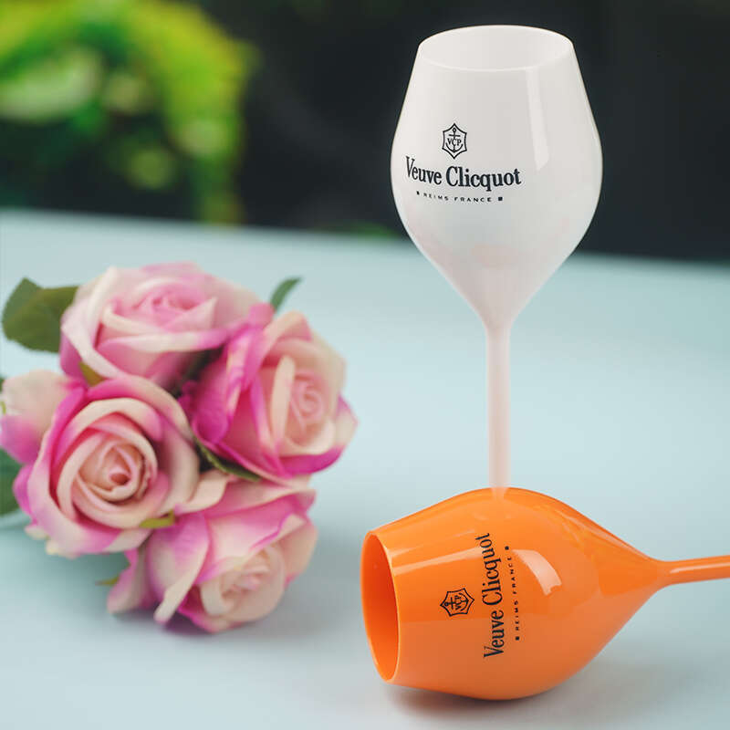 Veuve Clicquot Flutes Plastic Wine Glasses Dishwasher-Safe White Orange Acrylic Champagne Glass Beer Whiskey Party Cups