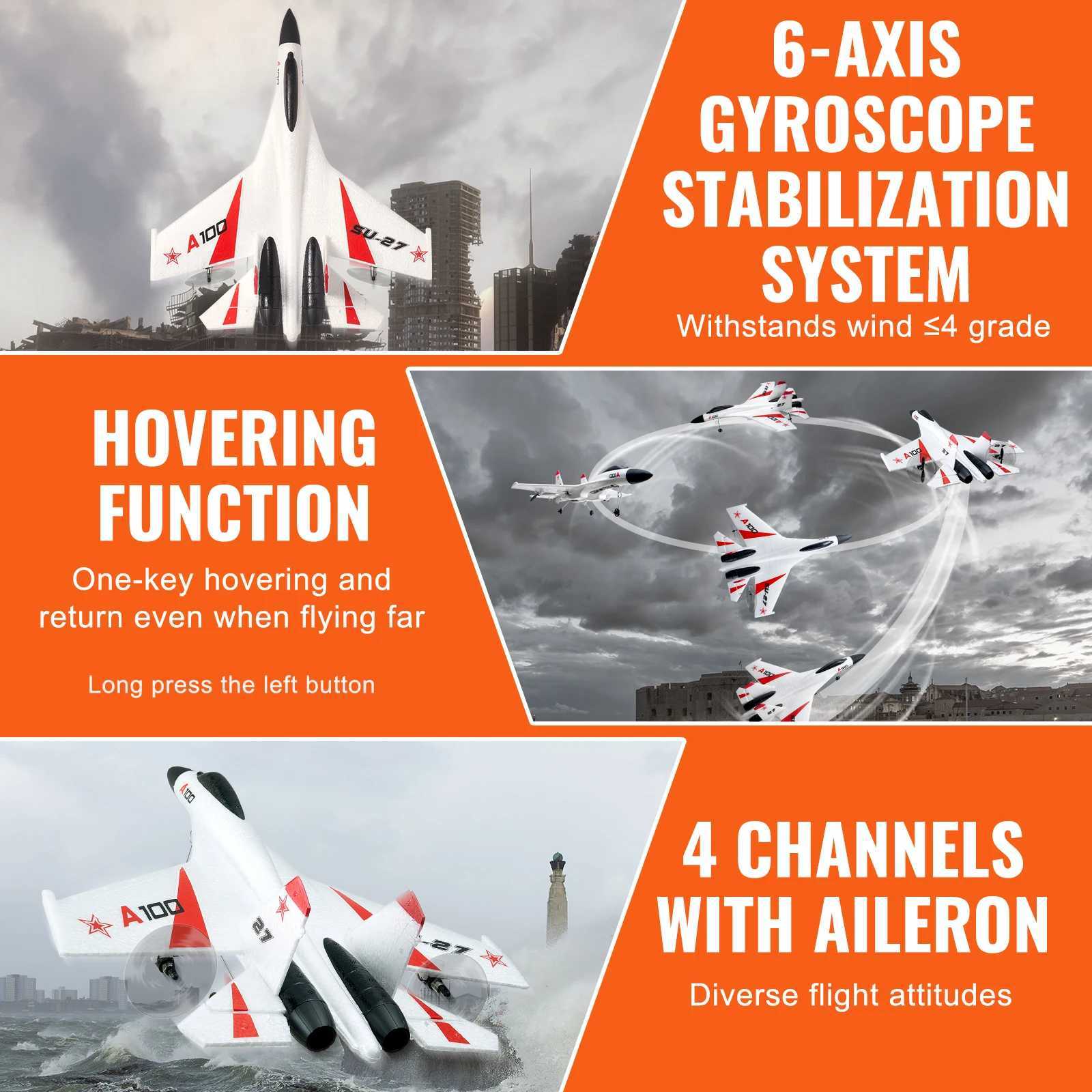 VEVOR SU27 RC 2.4G remote control flight model glider with 2 batteries aircraft foam toy childrens gift Free shipping