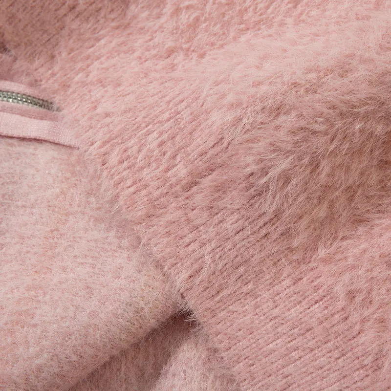 Mohair sweater jacket knitted flame full zipper skydiving cardigan woolen 240826