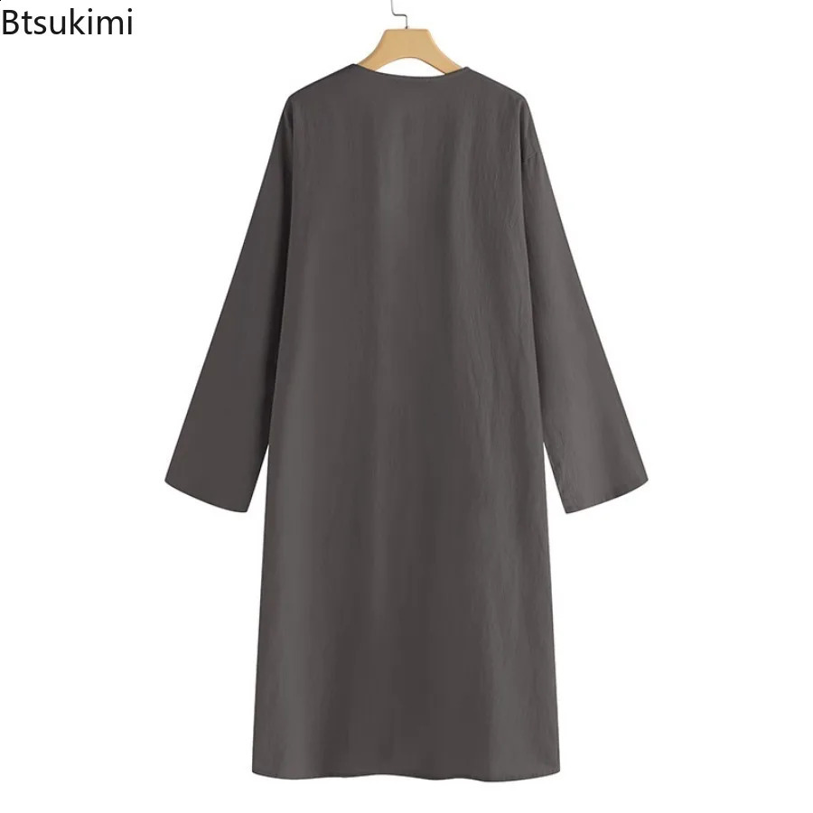 womens Simple Tement cardigan solid trench coat fashion casual Vneck kimono top long jacket robe 240826