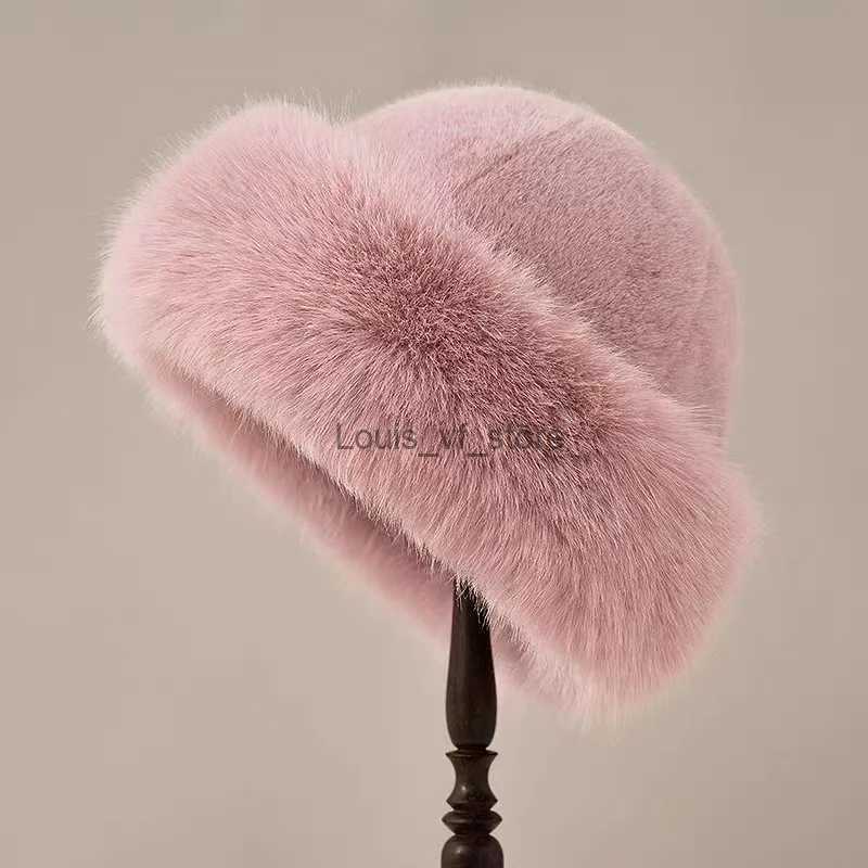 Beanie/Skull Caps 2024 Autumn/Winter New Womens Fashion Fur Hat Mongolian Brushless Plush Fluffy Ski Warm H240913