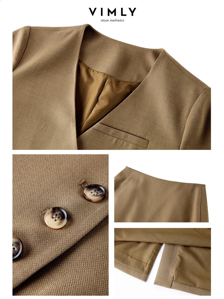 Vimly Spring Outfits Blazer Skirt 2 Pieces Sets for Women Elegant Fashion Matching Sets Jacket Split Skirt Suit with Belt 240826