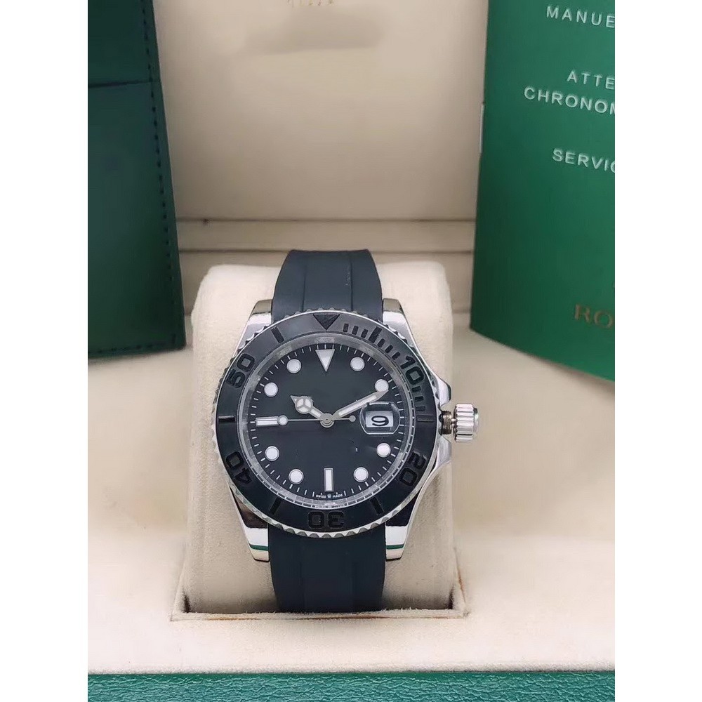 2024 New Luxury 40mm Men's Watch Black Dial Super Quality Automatic 2813 Movement Man Rubber Strap Sport Sapphire Glass President Wristwatch