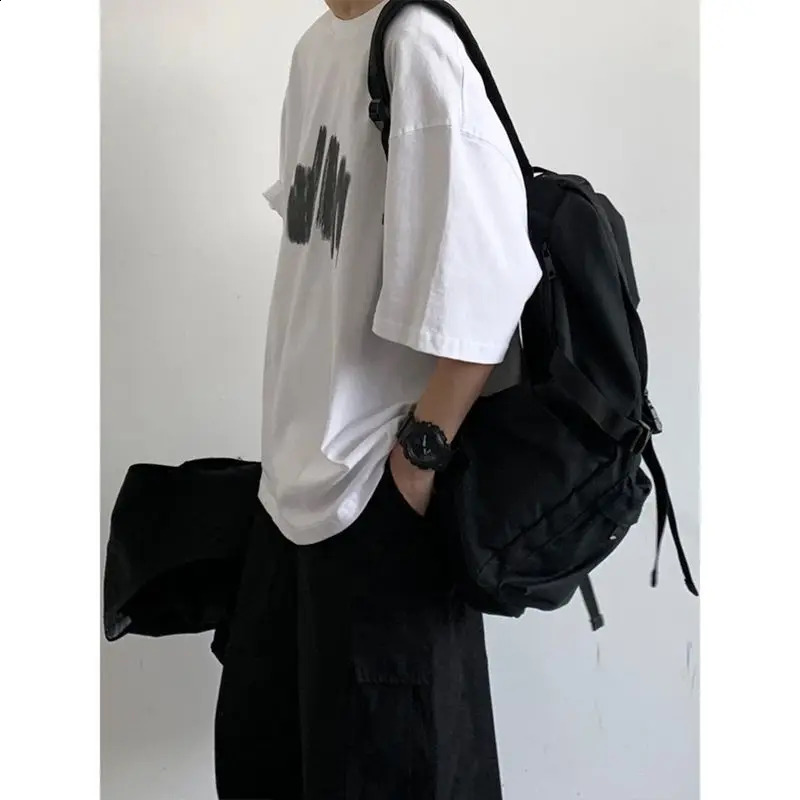 Summer casual mens High Street Printing Graffiti Trendy T-shirtQuick Drying Pockets Cargo Pants Suit Japanese Street 2 pieces 240827