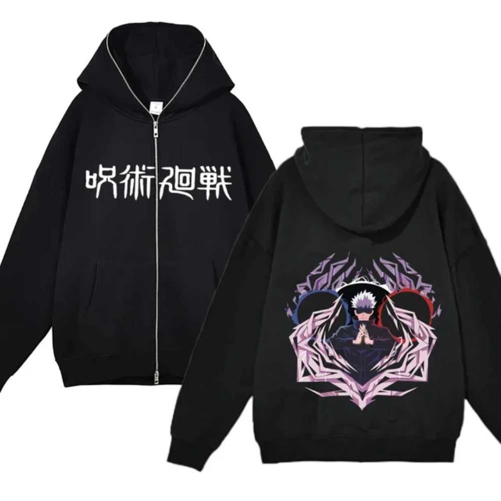 Anime Gojo Satoru Sweater Jujutsu Kaisen Zipper Jacket Gojo Hoodie Thin Flce Hoodie Zipper Y2k Hoodie X2410311