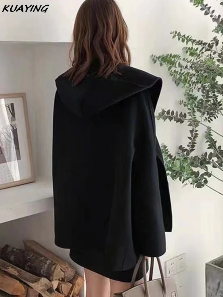 Womens wool jacket autumn French elegant small Mantel coat womens coat casual cardigan wool coat 240827