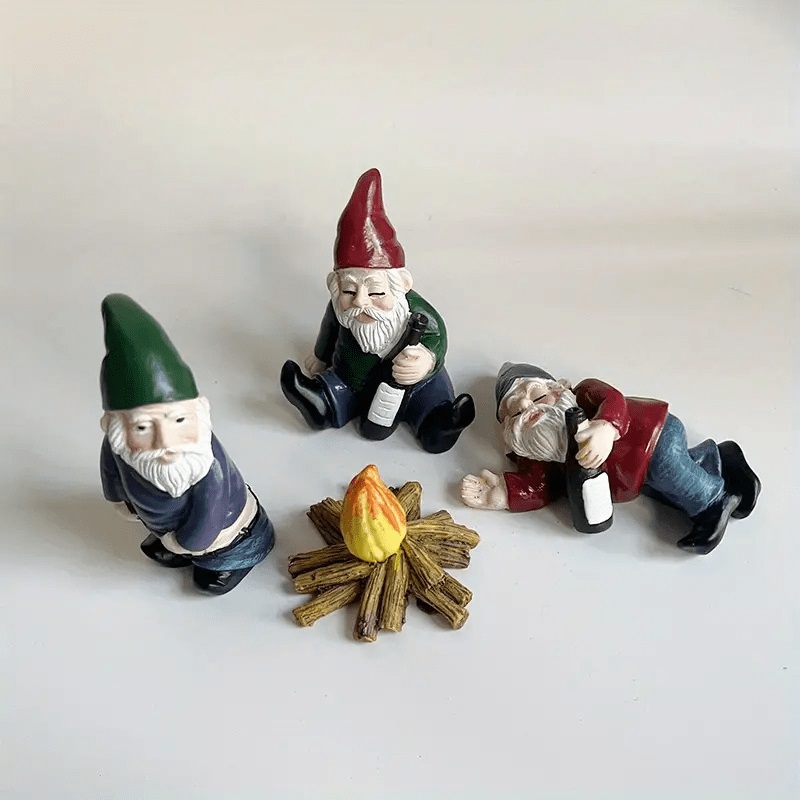 New 4Pcs, Drunken Gnomes Resin Craft Decorations Gardening Decorations, Fun Garden Gnomes, Miniature Decorative Accessories