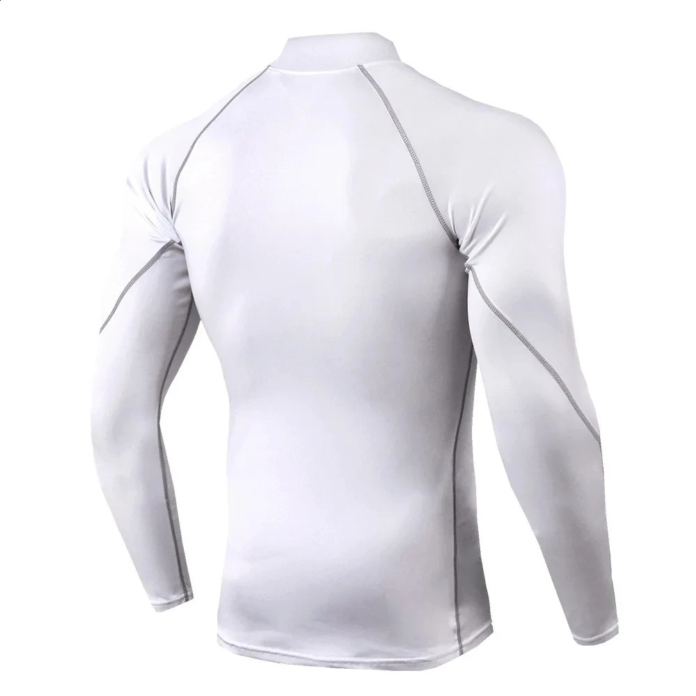 Mens sports Tshirt quick drying and bodybuilding running shirt long sleeved compression top gym mens fitness tight fitting Rashgard w240827