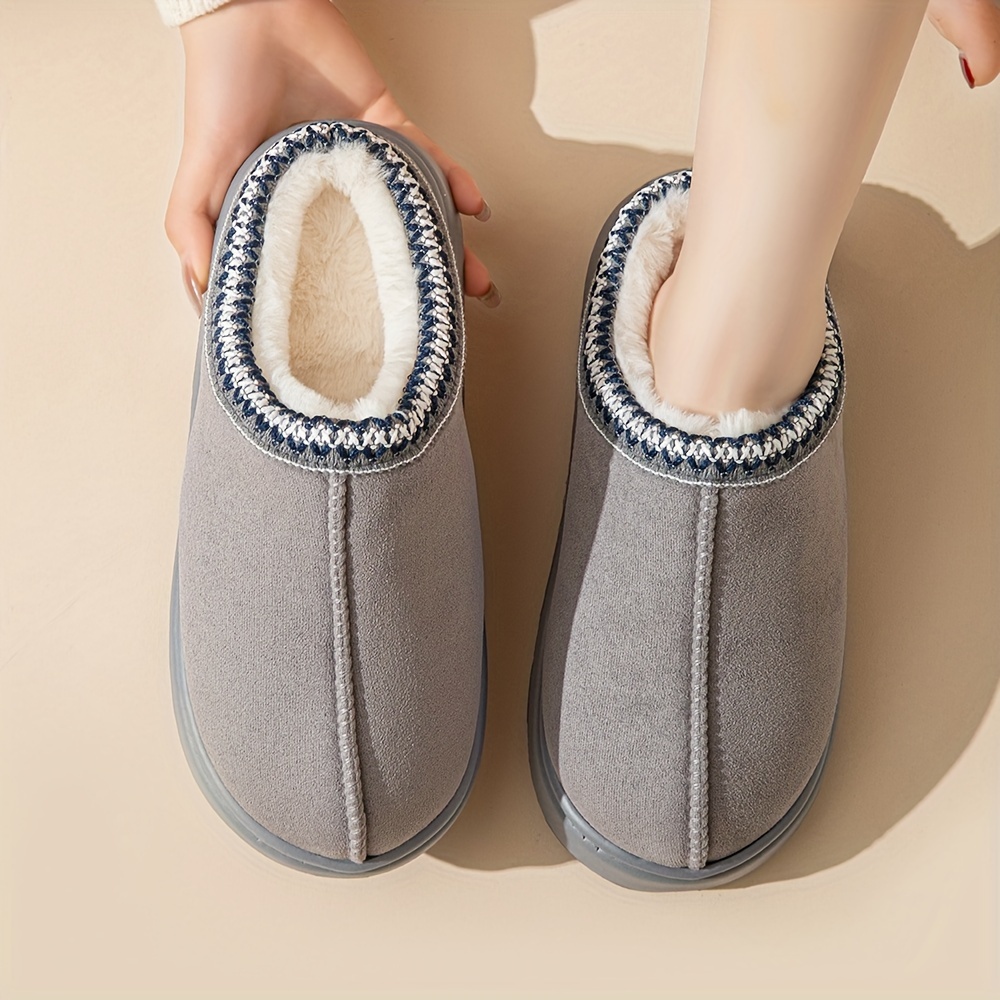 Casual Comfort Solid Color Slipper Snow Boots Men and Women - Memory Foam Insole, Warm Textile ing, ed Upper Design,Easy-On-Off House Shoes for All Se