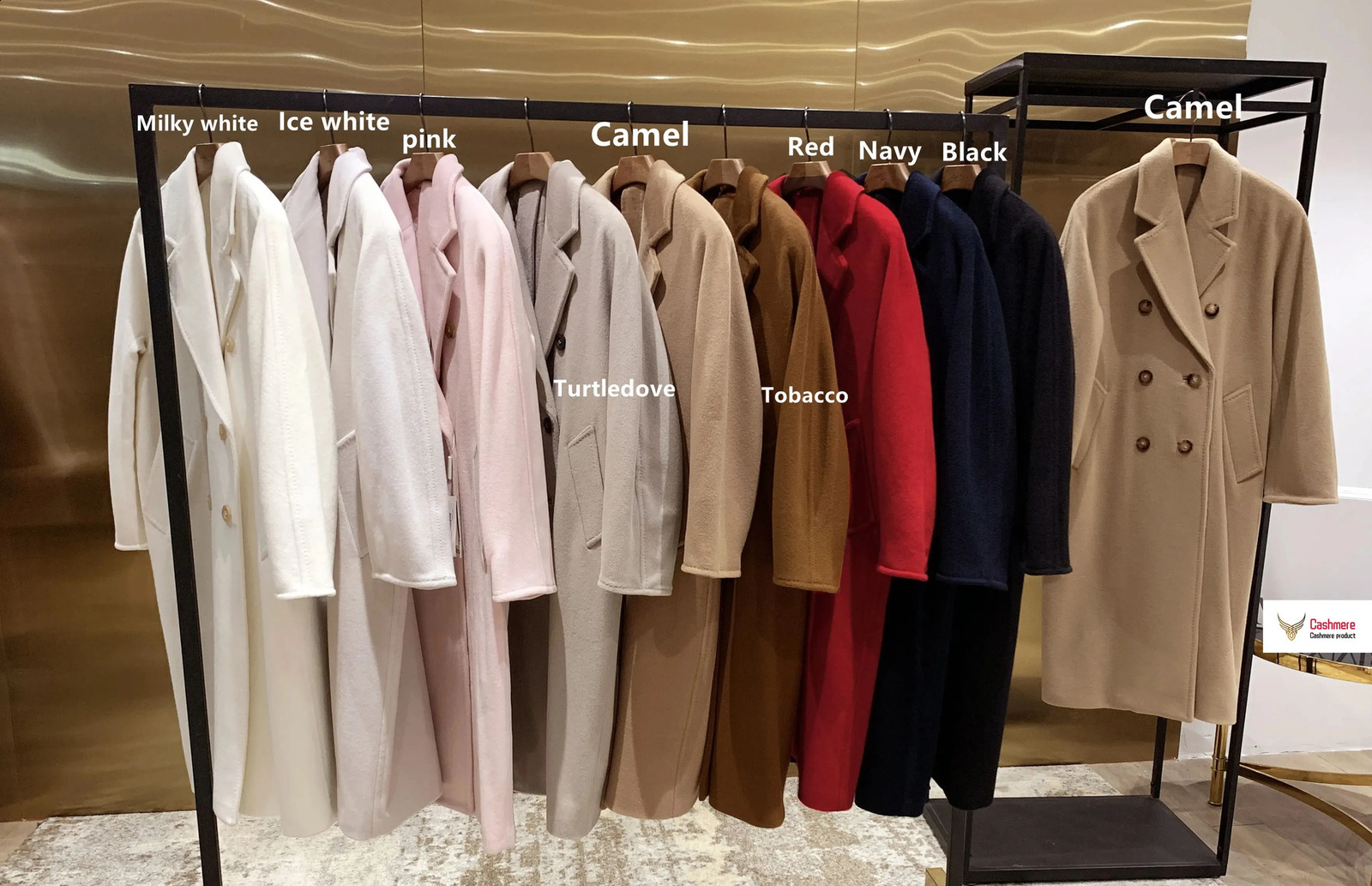 High end winter cashmere coat for women camel colored long black wool classic double breasted lace gray red 240826