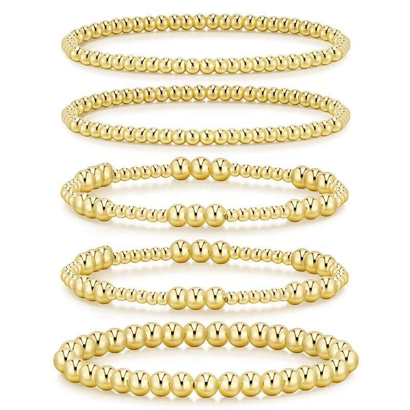 gold bracelet jewelry women Stretch Bracelet Femme 18 K Waterproof Gold Plated Beaded Bracelets for Women Jewelry Pulseras Mujer 240417 Z260313