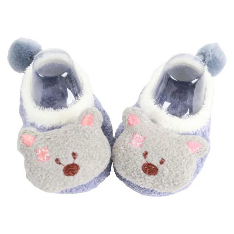 The first walker new toddler baby crawling shoes boys and girls lamb slider front walker trailer fur winter animal ears M240827