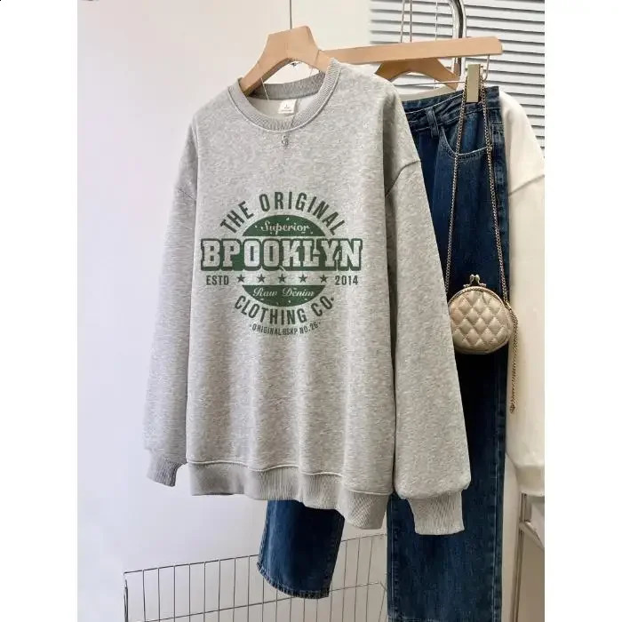 Harajuku Cotton Thin Letter Printed Pullover Oversized Crewneck Hoodies Fashion Womens Sweatshirt Casual Female Clothing Unisex 240827