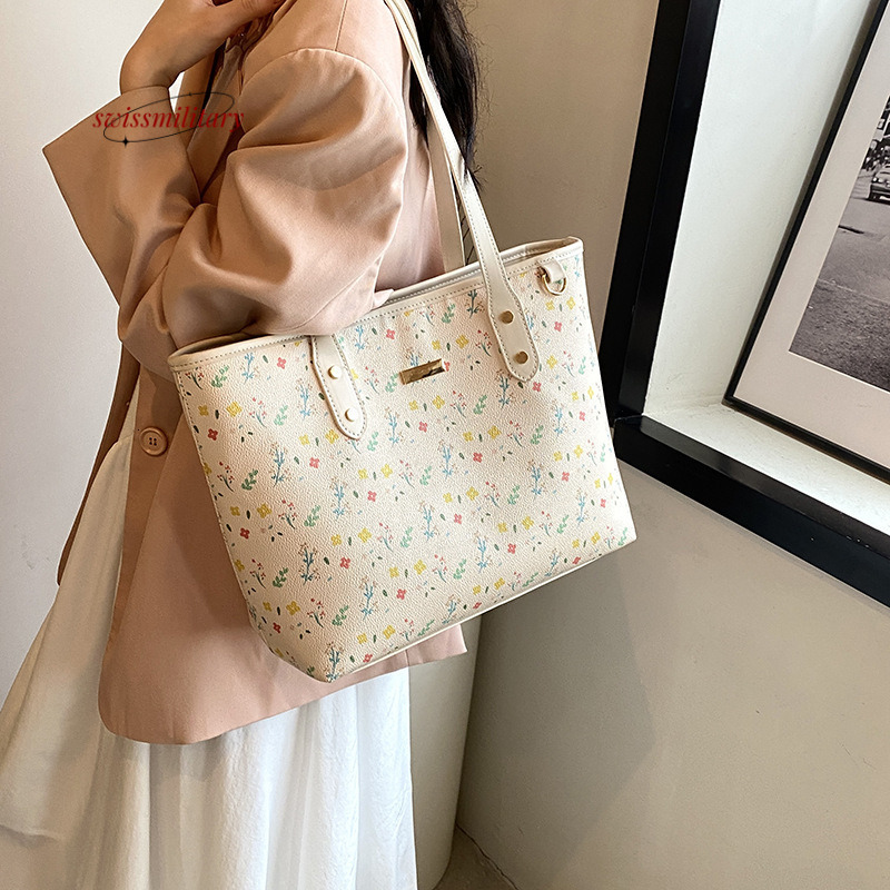 Swissmilitary 2024 Spring New Large Capacity Daily Commuting Handbag Fashion Versatile Shoulder Fragmented Flower Print Tote Bag #33