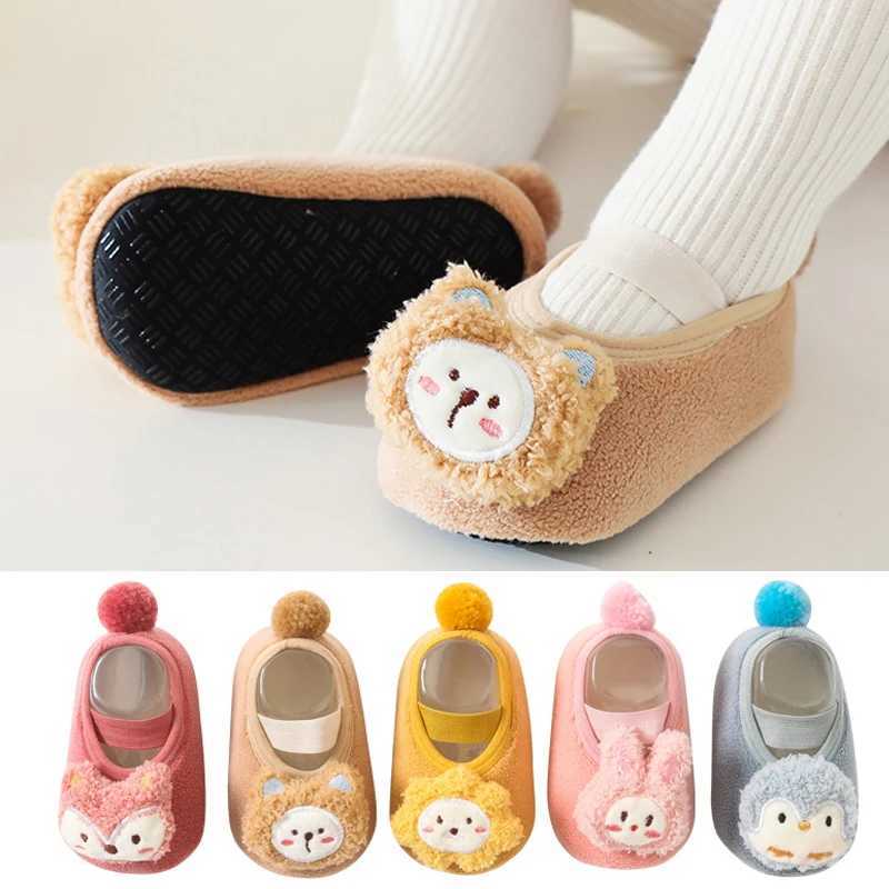 New cartoon animals warm childrens first step in winter baby socks and shoes indoor childrens anti slip floor socks newborn baby crib shoes M240827
