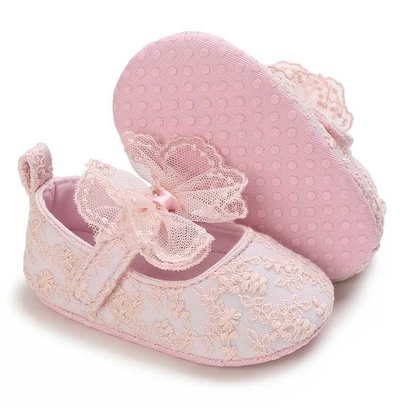 Newborn baby shoes embroidered bow cute anti slip baby soft sole princess shoes celebration event 0-18 months M240827